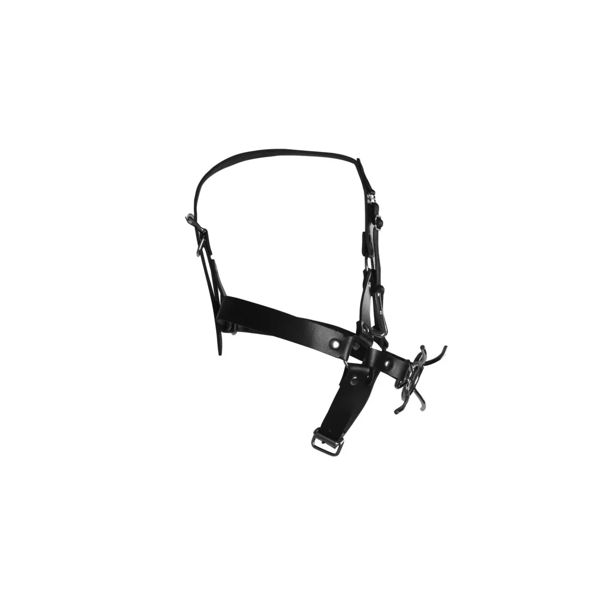 Imbracatura viso BDSM con Spider Gag nera