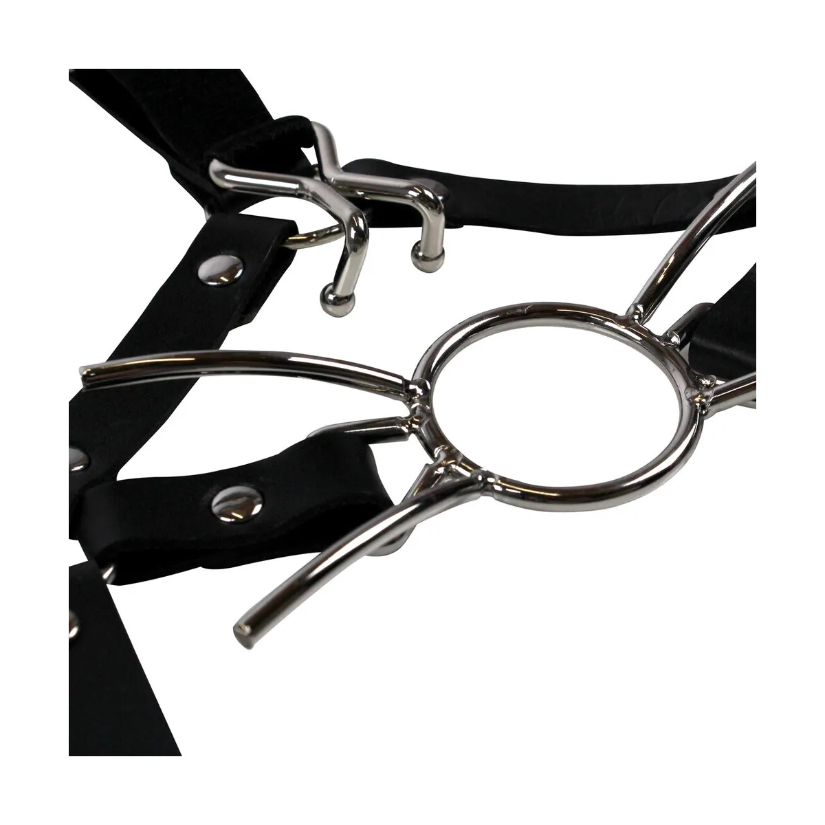 Imbracatura viso BDSM con Spider Gag nera