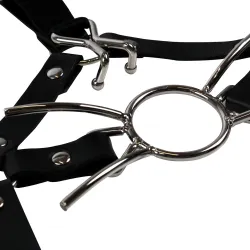 Imbracatura viso BDSM con Spider Gag nera
