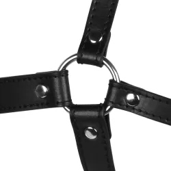 Imbracatura viso BDSM con Spider Gag nera