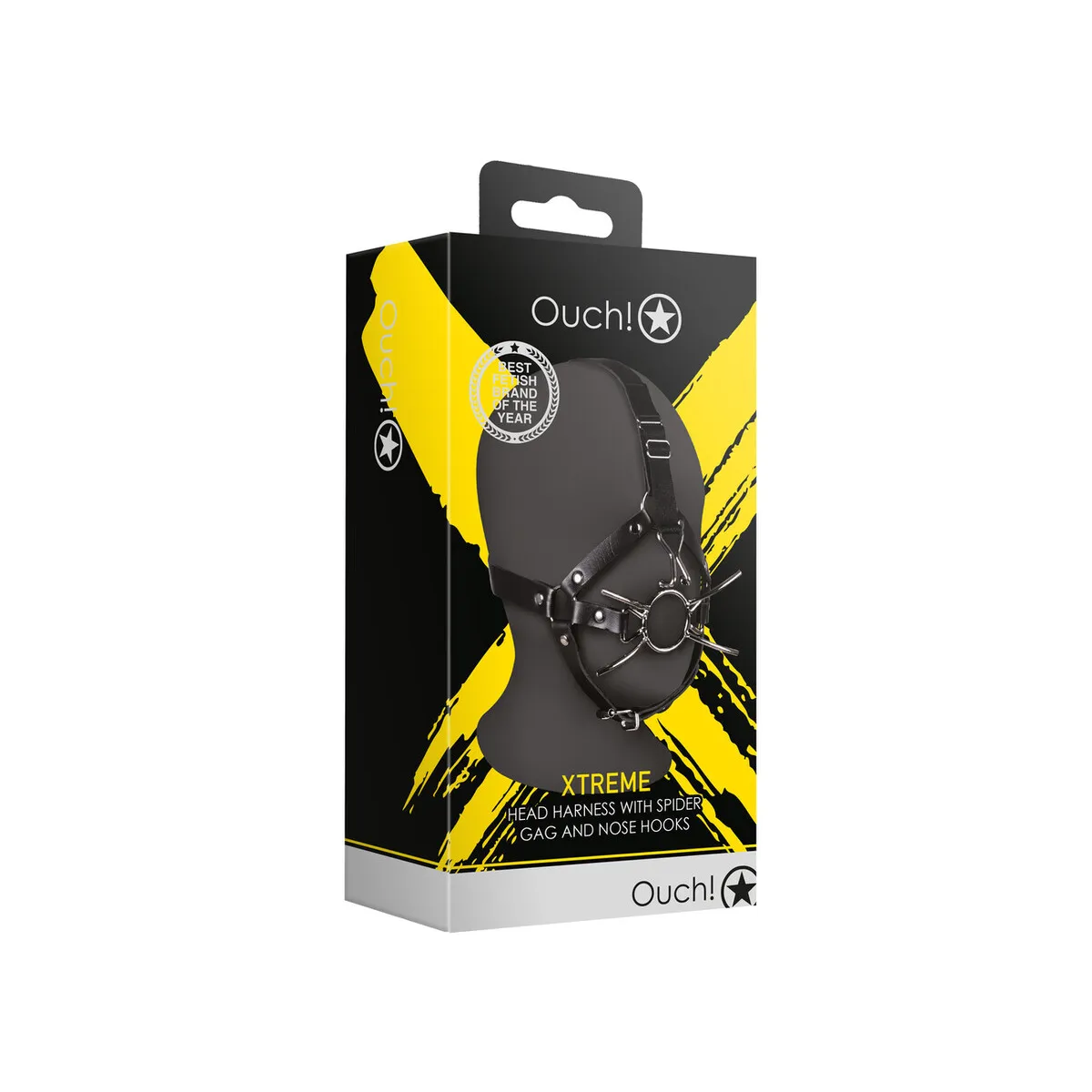 Imbracatura viso BDSM con Spider Gag nera