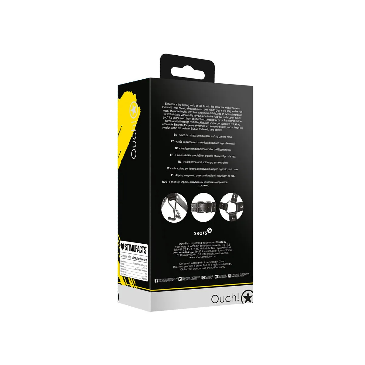 Imbracatura viso BDSM con Spider Gag nera