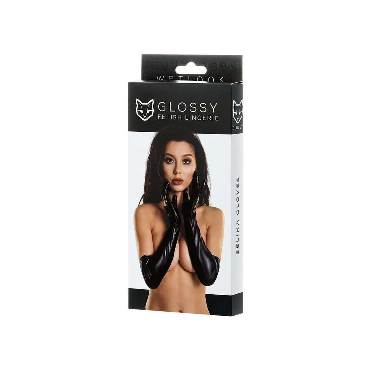 Guanti Sexy Wetlook Lunghi neri