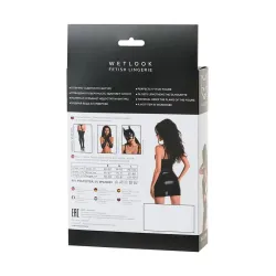 Mini Abito Sexy lucido con Zip Frontale