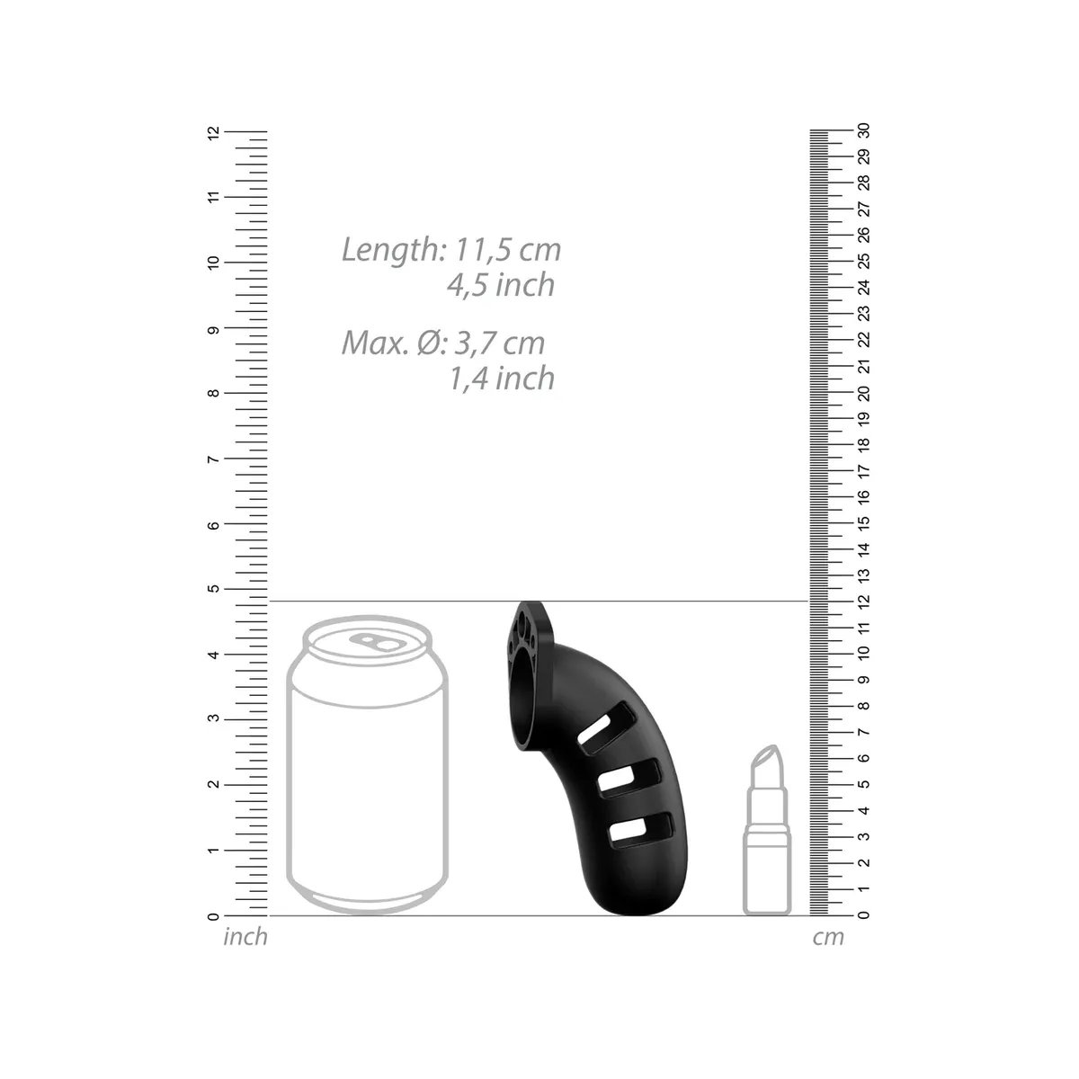 Gabbia pene in silicone nera 11,5 cm