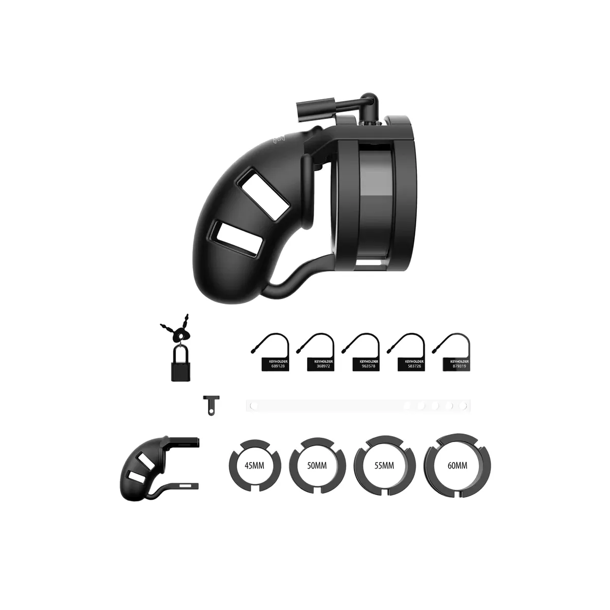 Gabbia Pene e separatore testicoli nero 9 cm