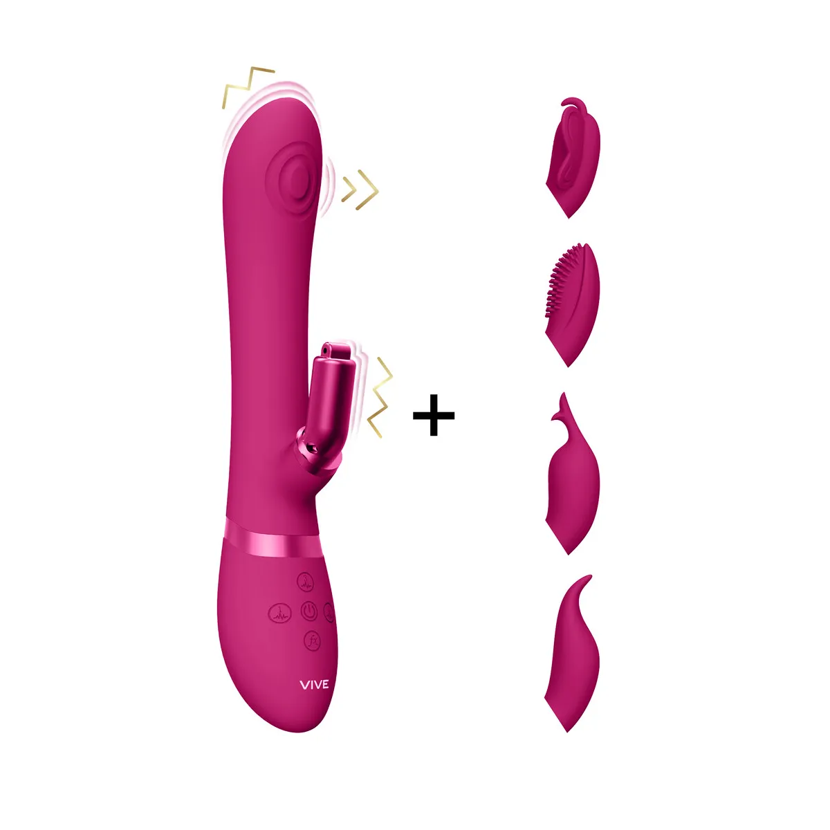 Vibratore Rabbit con 4 accessori fucsia