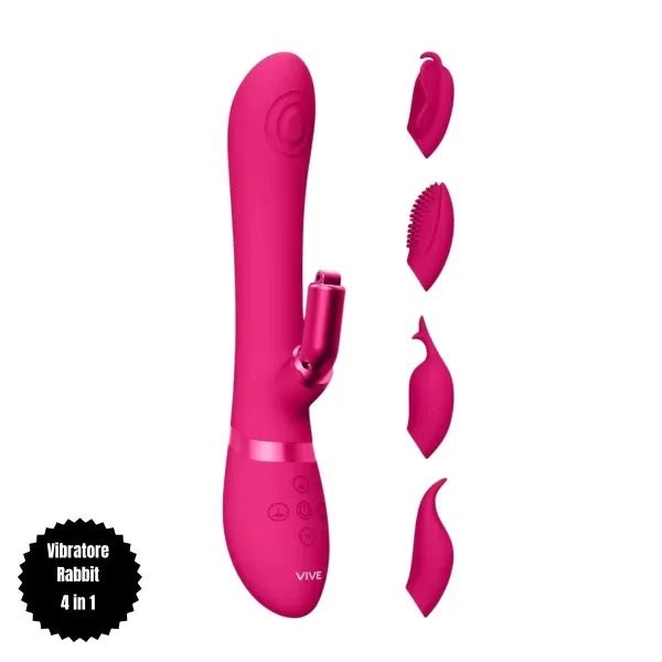 Vibratore Rabbit con 4 accessori fucsia