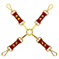 Hogtie BDSM rosso con dettagli dorati