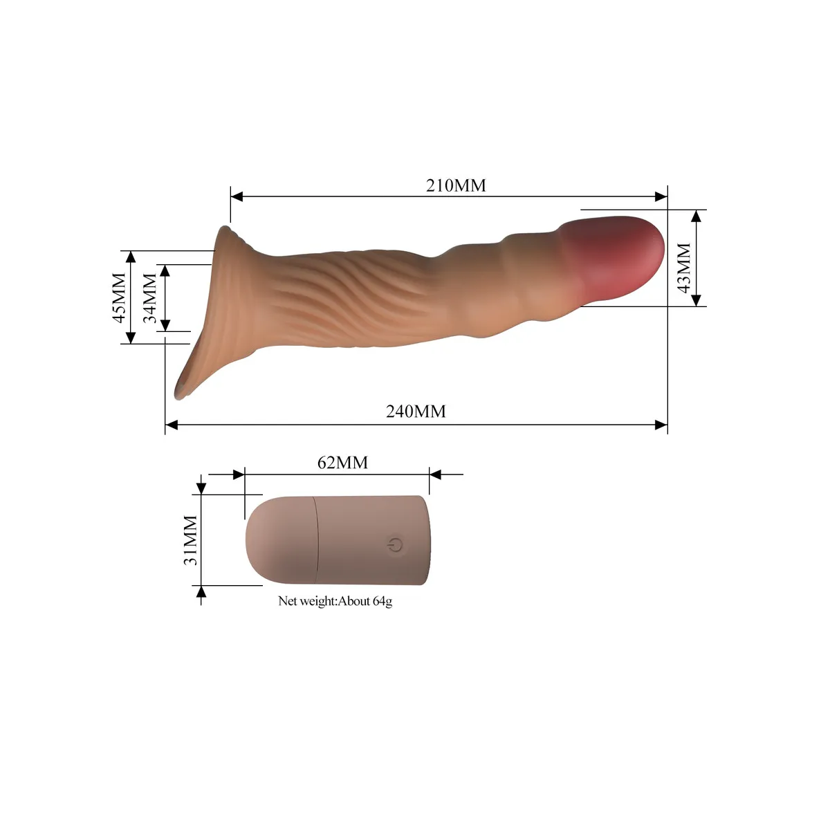 Guaina Prolunga Pene Vibrante 24 cm Ondulata