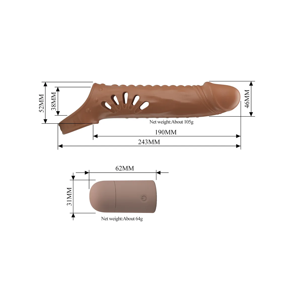 Guaina Prolunga Pene Vibrante 24 cm Rilievi