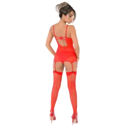 Guepiere rossa con slip brasiliana in pizzo