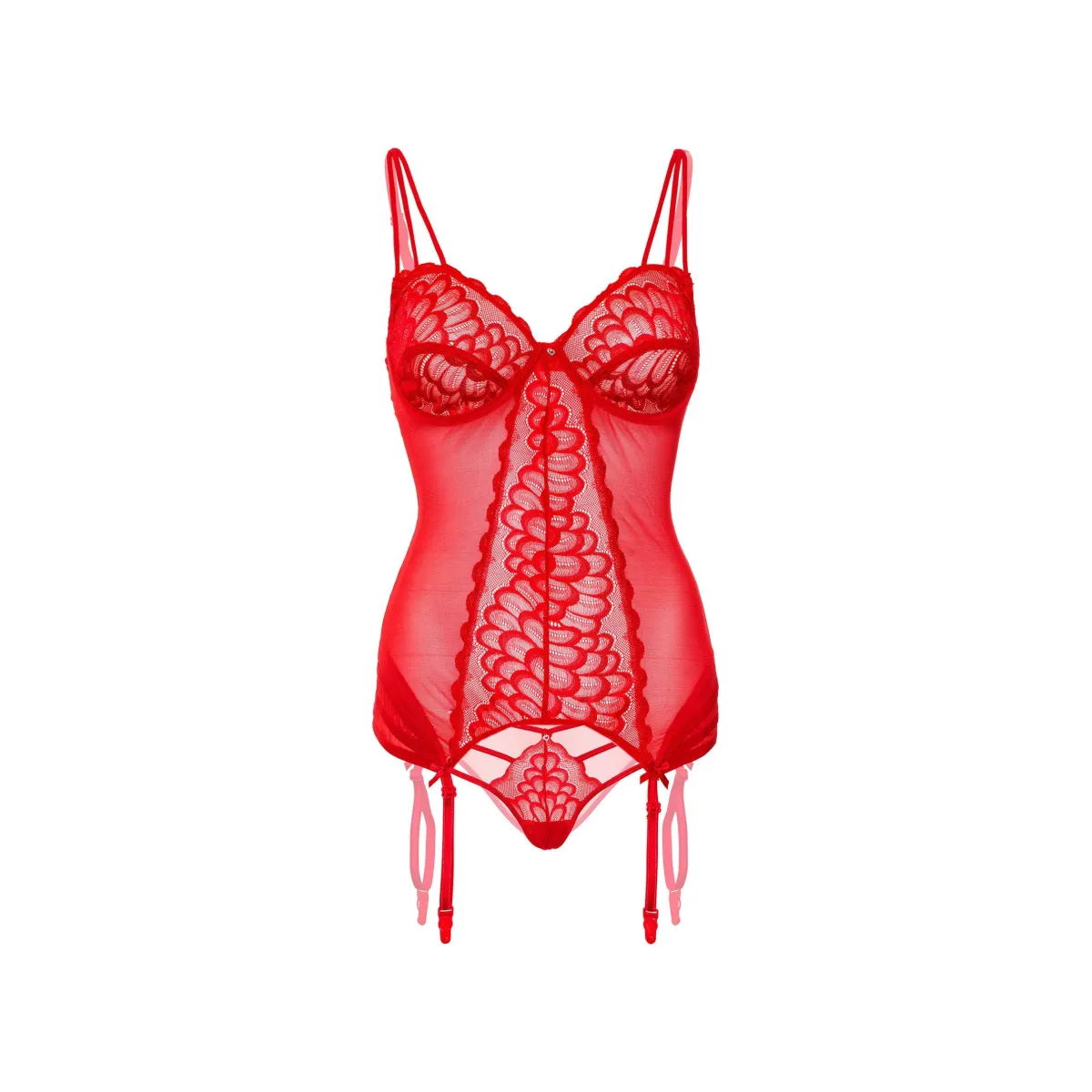 Guepiere rossa con slip brasiliana in pizzo