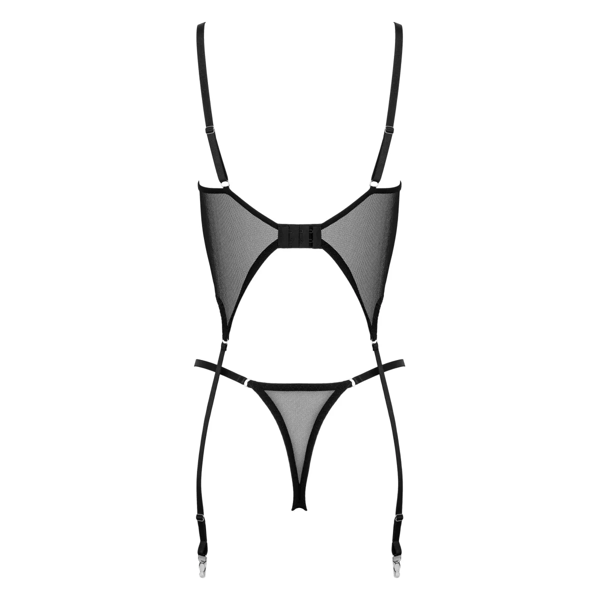 Guepiere in pizzo con reggicalze e tanga