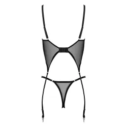 Guepiere in pizzo con reggicalze e tanga