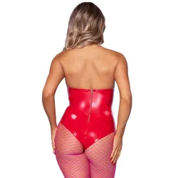 Body in vinile lucido con scollo a cuore