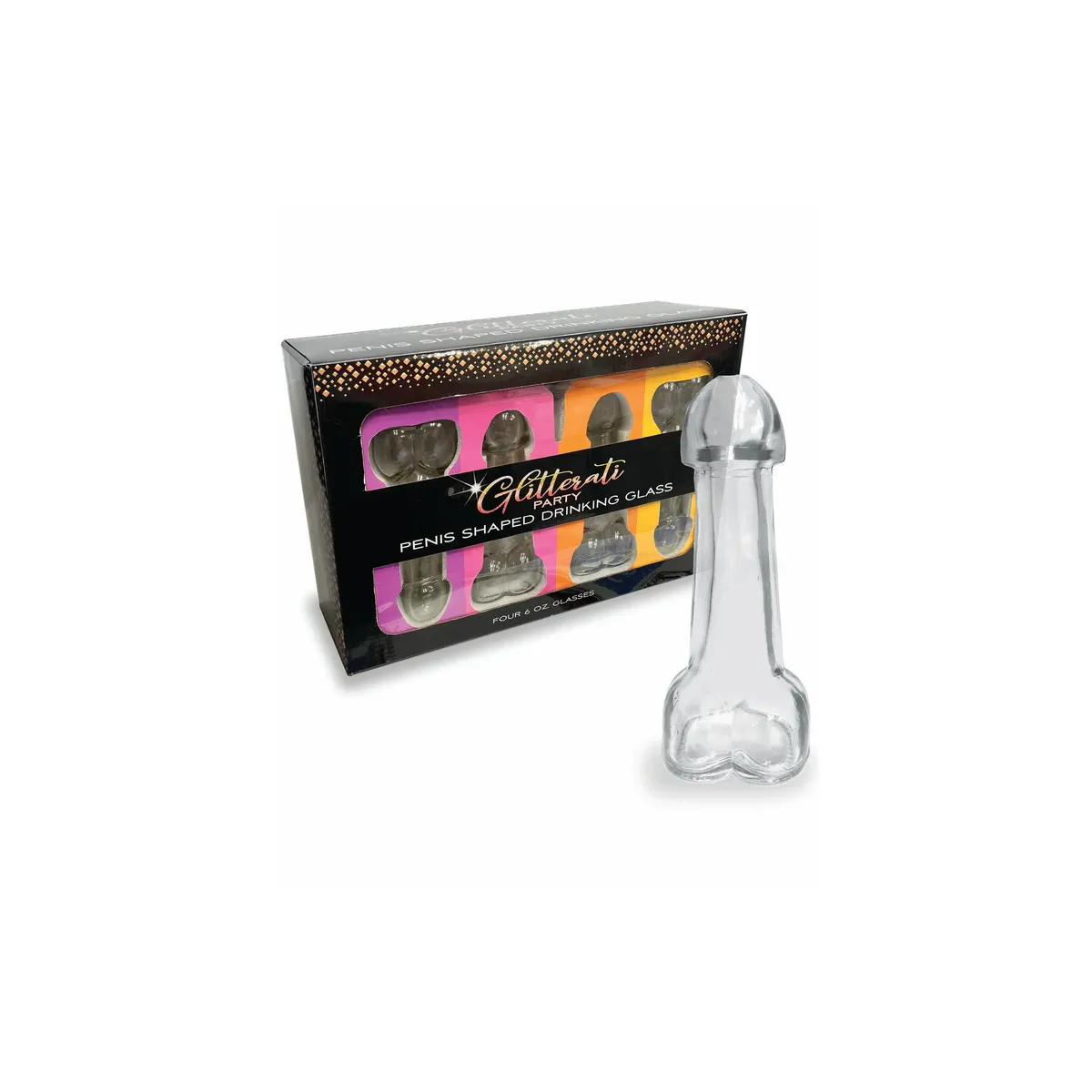 Set 4 bicchieri in vetro forma di pene 170 ml