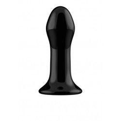 Plug Anale Vibrante in Vetro Nero 13 cm