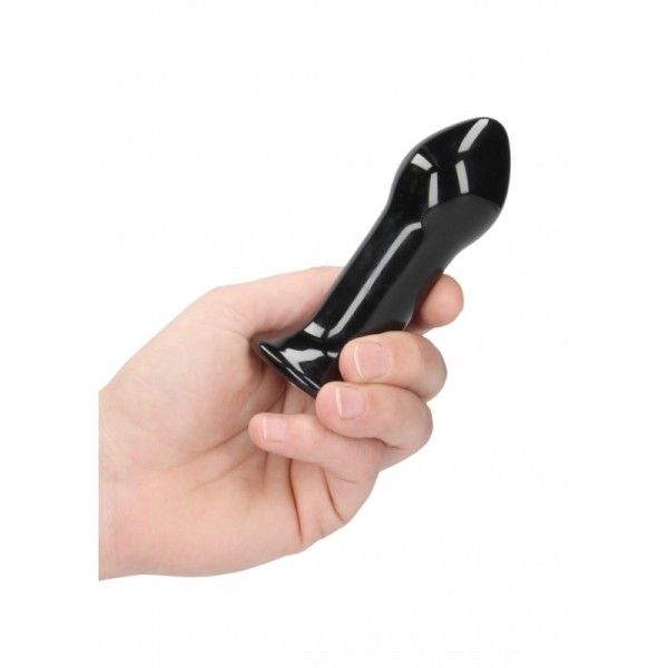 Plug Anale Vibrante in Vetro Nero 13 cm