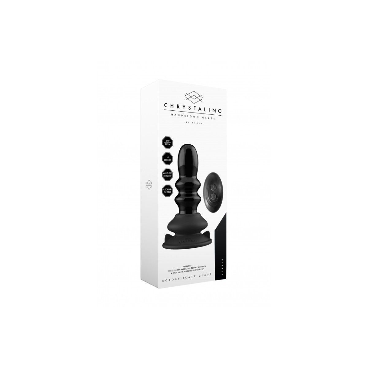Plug Anale vibrante vetro con rilievi 13 cm