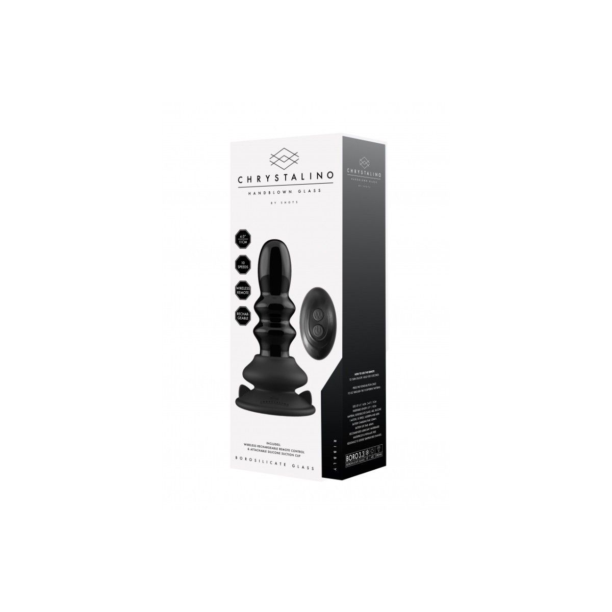 Plug Anale vibrante vetro con rilievi 13 cm
