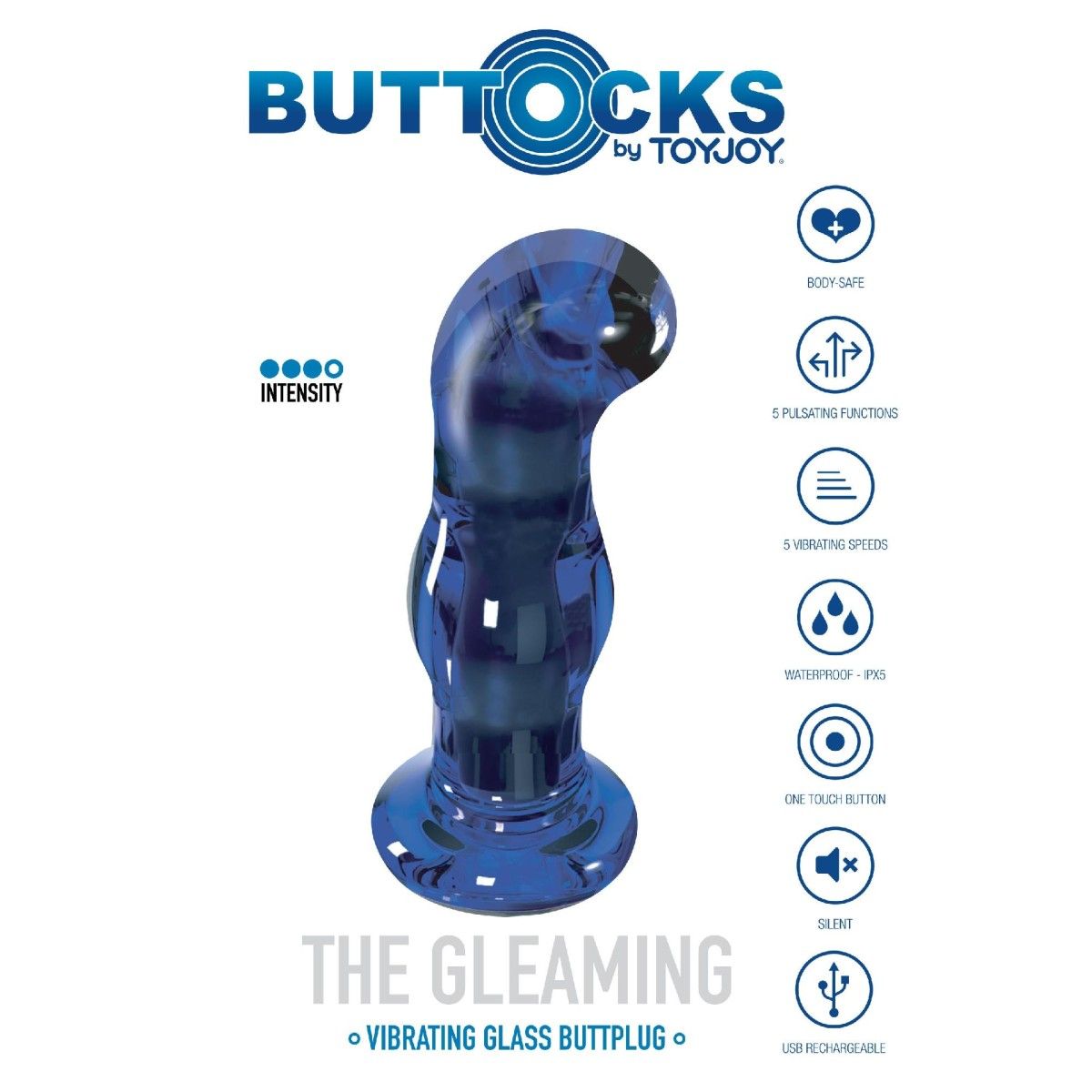 Plug Anale vetro vibrante punta curva 11,5 cm