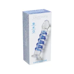 Dildo in vetro con spirale blu 18 cm