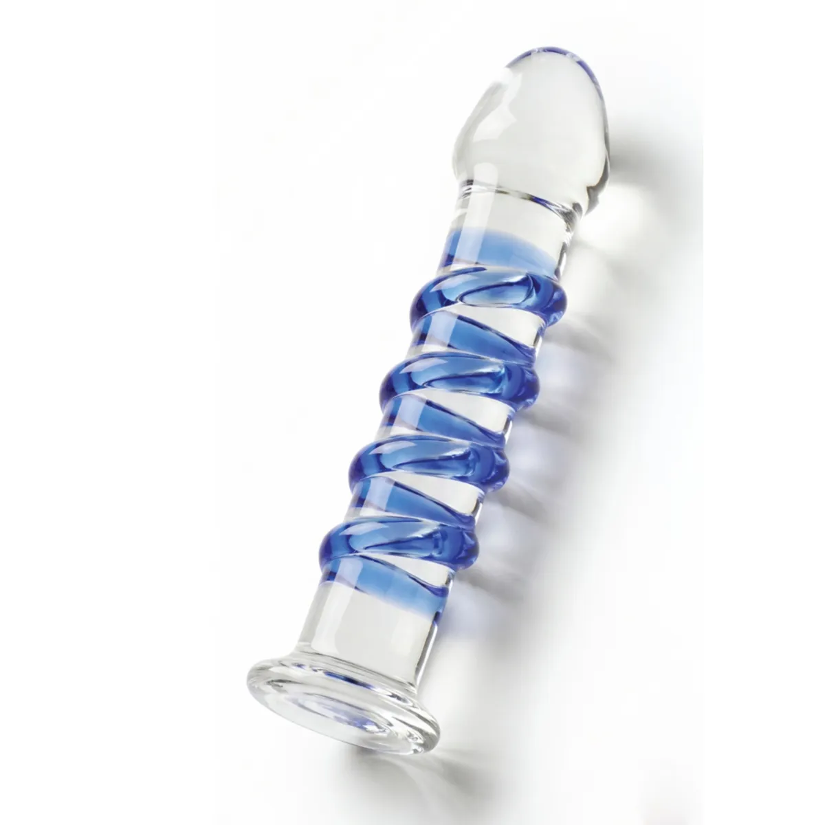 Dildo in vetro con spirale blu 18 cm