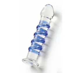 Dildo in vetro con spirale blu 18 cm