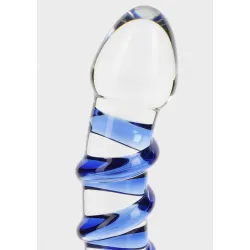 Dildo in vetro con spirale blu 18 cm