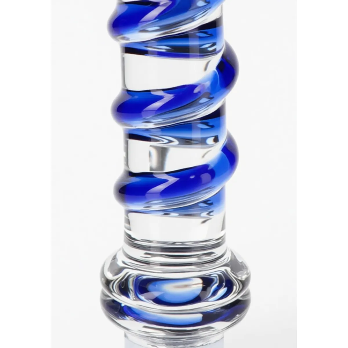 Dildo in vetro con spirale blu 18 cm