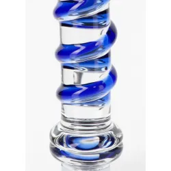 Dildo in vetro con spirale blu 18 cm