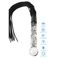 Frusta Flogger con dildo in vetro