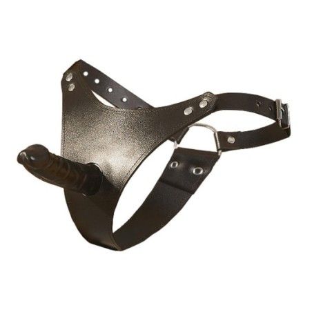 Perizoma donna strapon in pelle e fallo latex