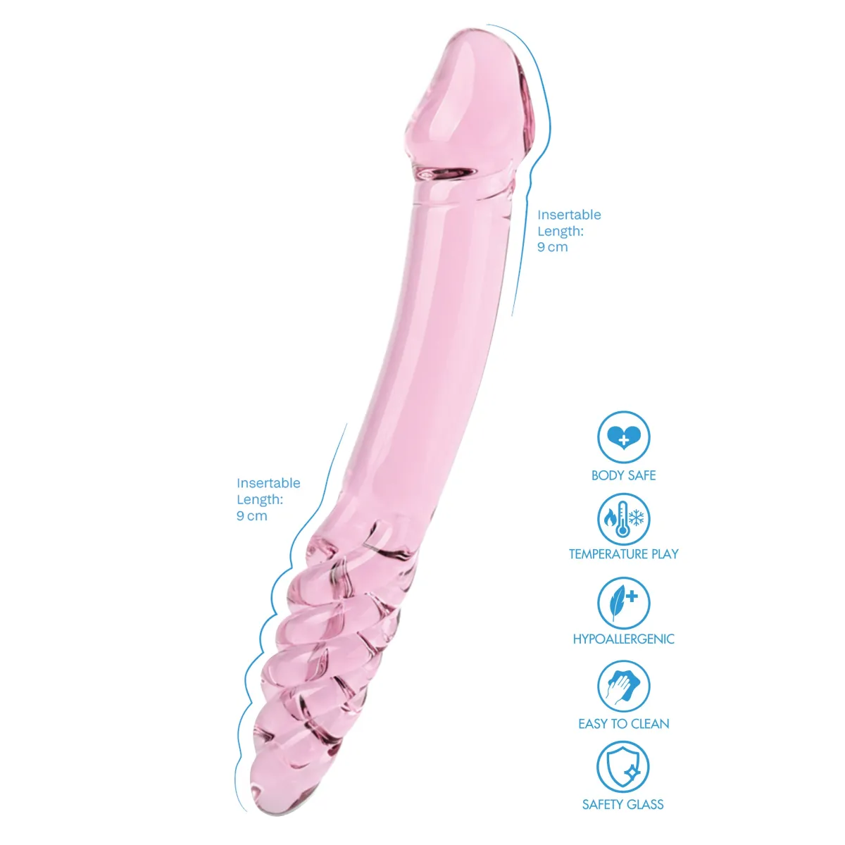 Dildo in vetro doppia stimolazione 23 cm