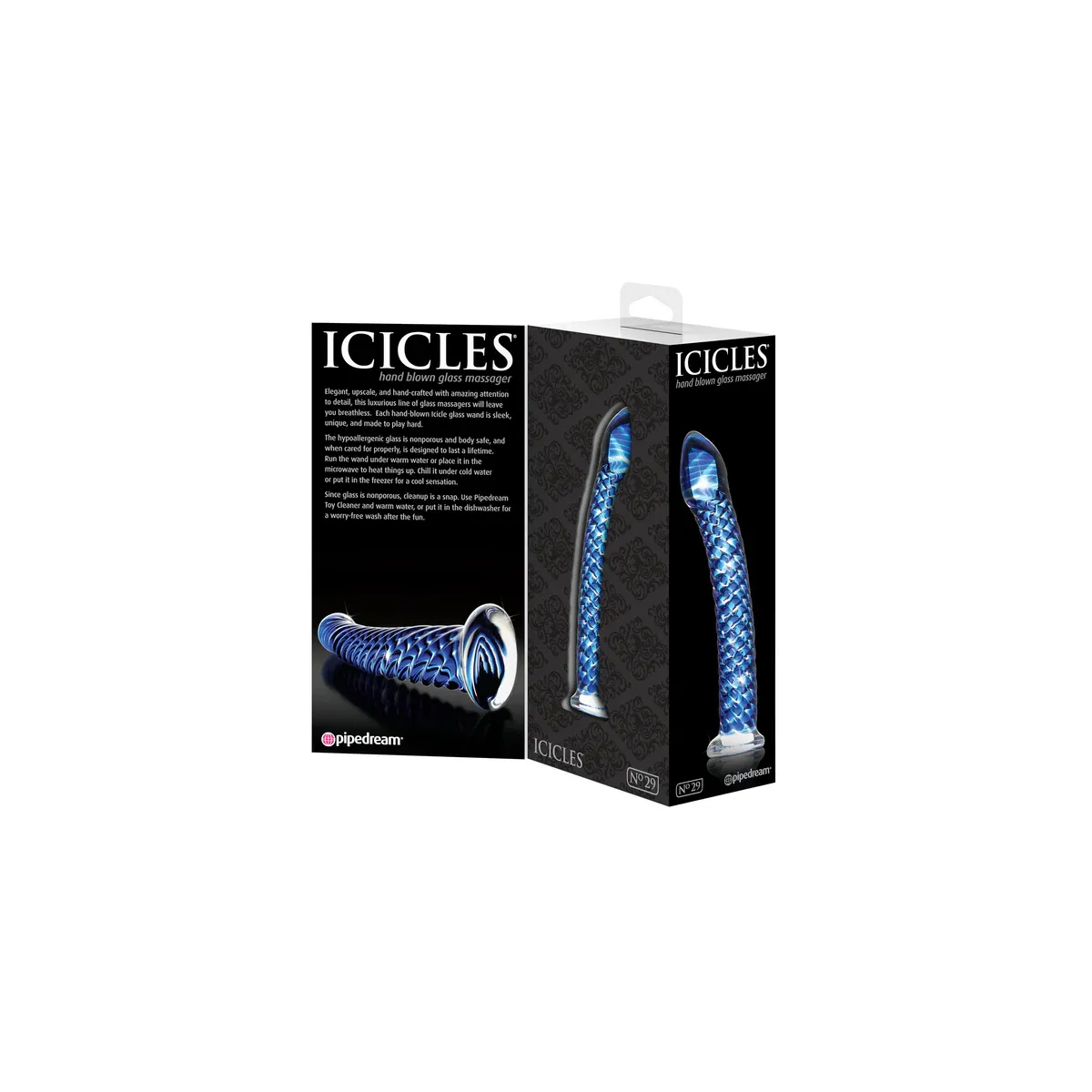 Dildo anale vetro Icicles con squame 19,5 cm
