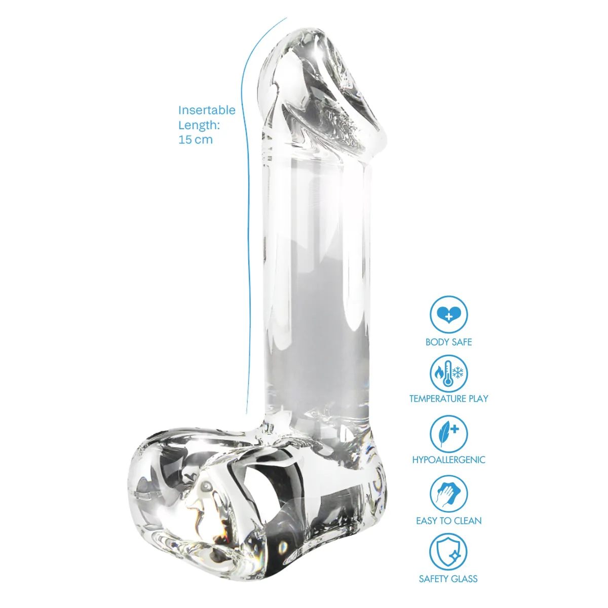 Dildo in Vetro 17,5 cm con testicoli