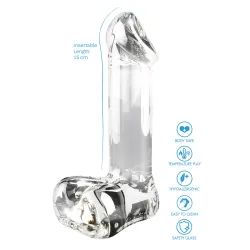 Dildo in Vetro 17,5 cm con testicoli
