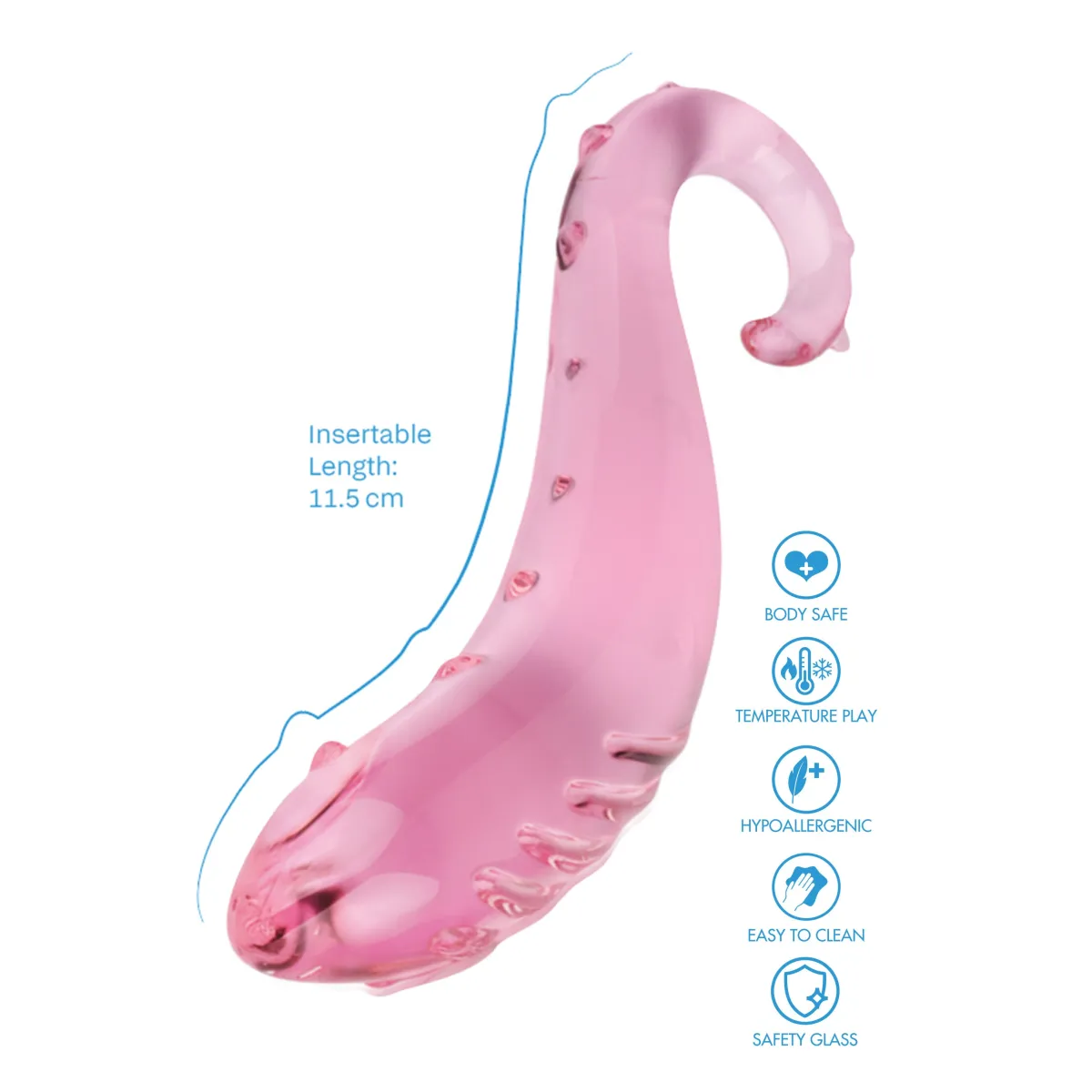 Dildo Curvo per Punto G in Vetro 18 cm