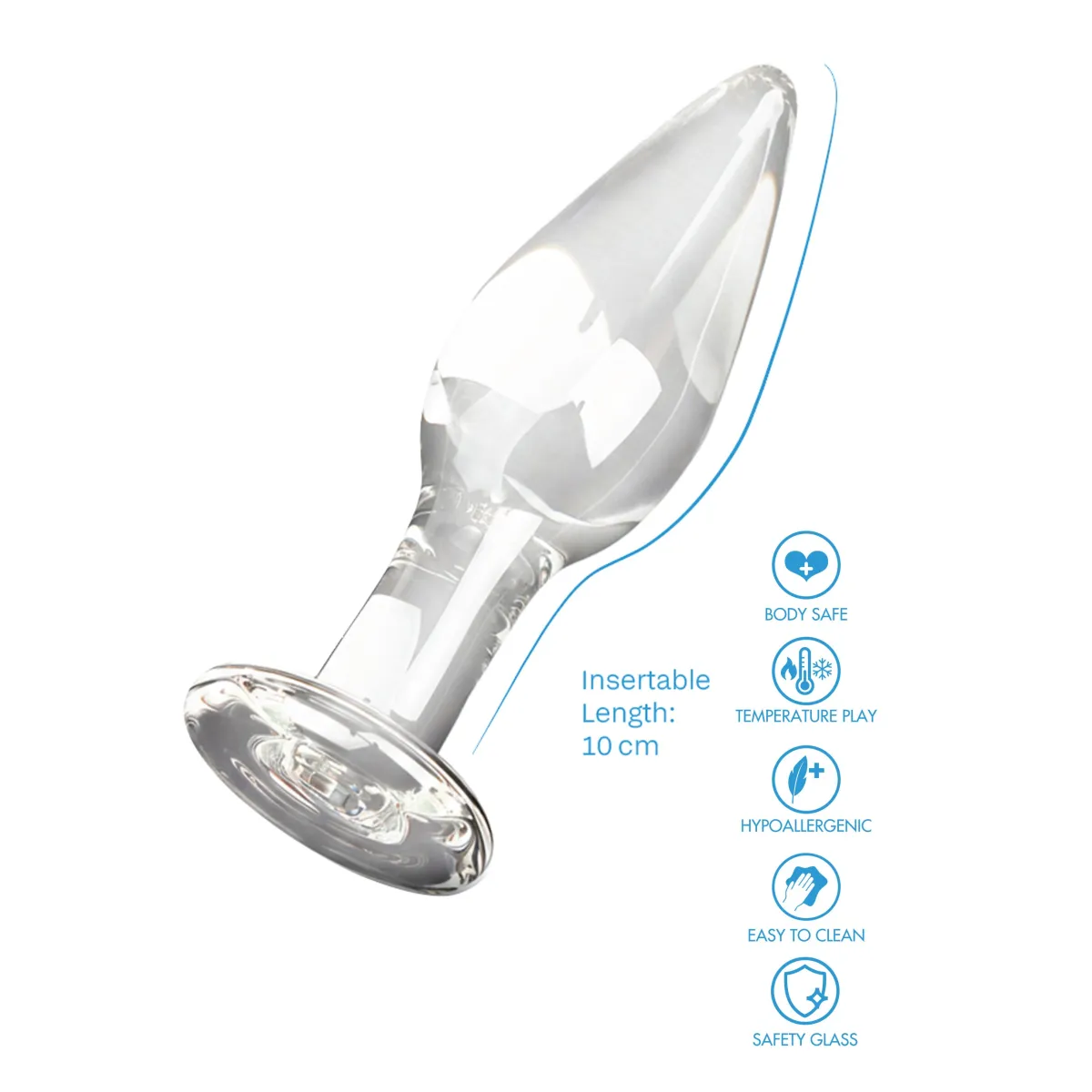 Butt Plug in vetro 12 cm trasparente