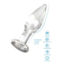 Butt Plug in vetro 12 cm trasparente