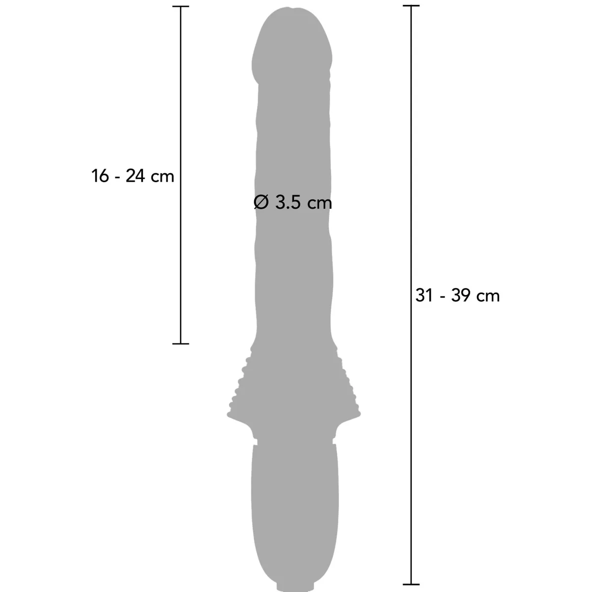 Dildo Vibrante a spinta nero 31 cm