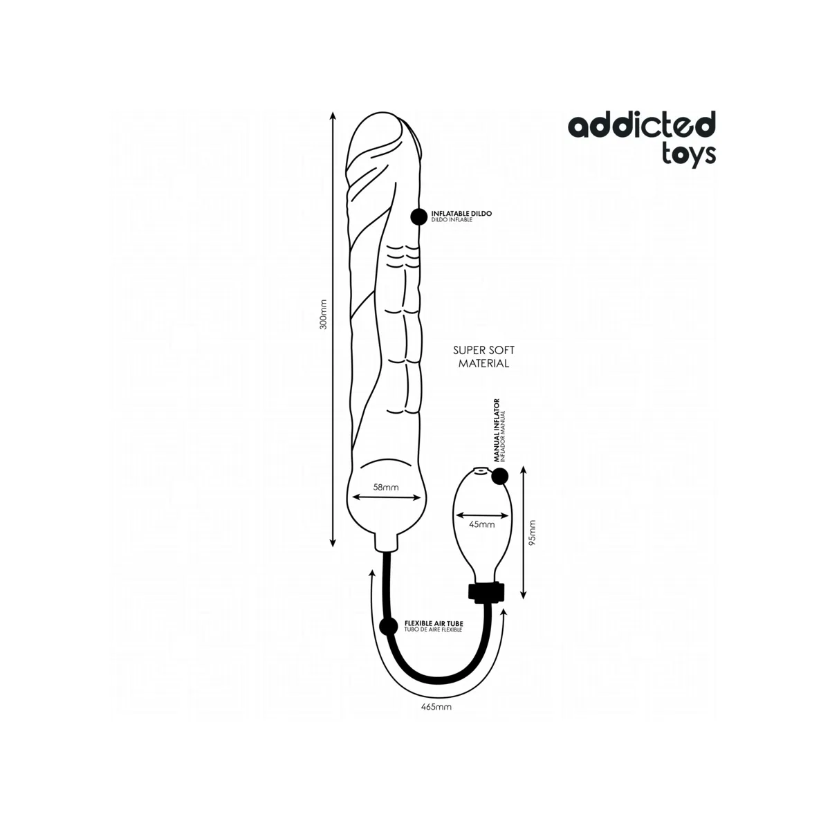 Dildo Gonfiabile Maxi nero 30 cm