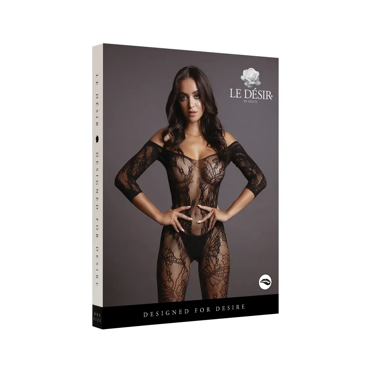 Tutina sexy in pizzo manica 3/4 nera