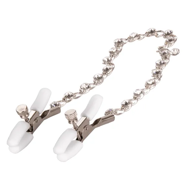 Pinze capezzoli bianche con catena e strass