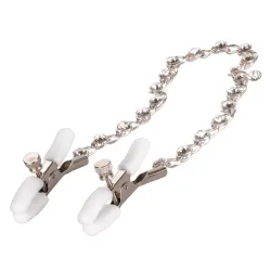 Pinze capezzoli bianche con catena e strass