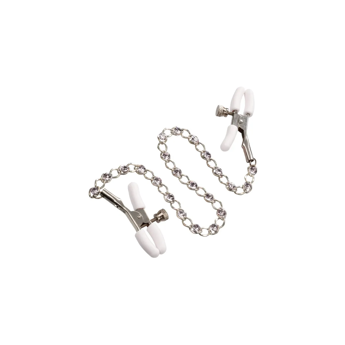Pinze capezzoli bianche con catena e strass