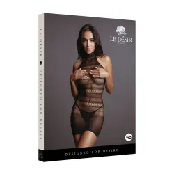 Mini abito sexy a rete con intrecci nero