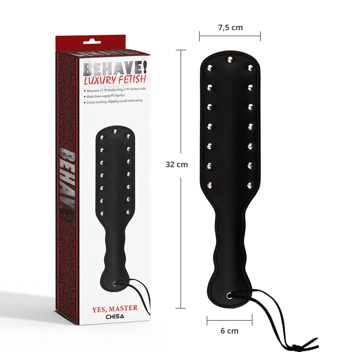 Paletta BDSM con borchie nera 32 cm