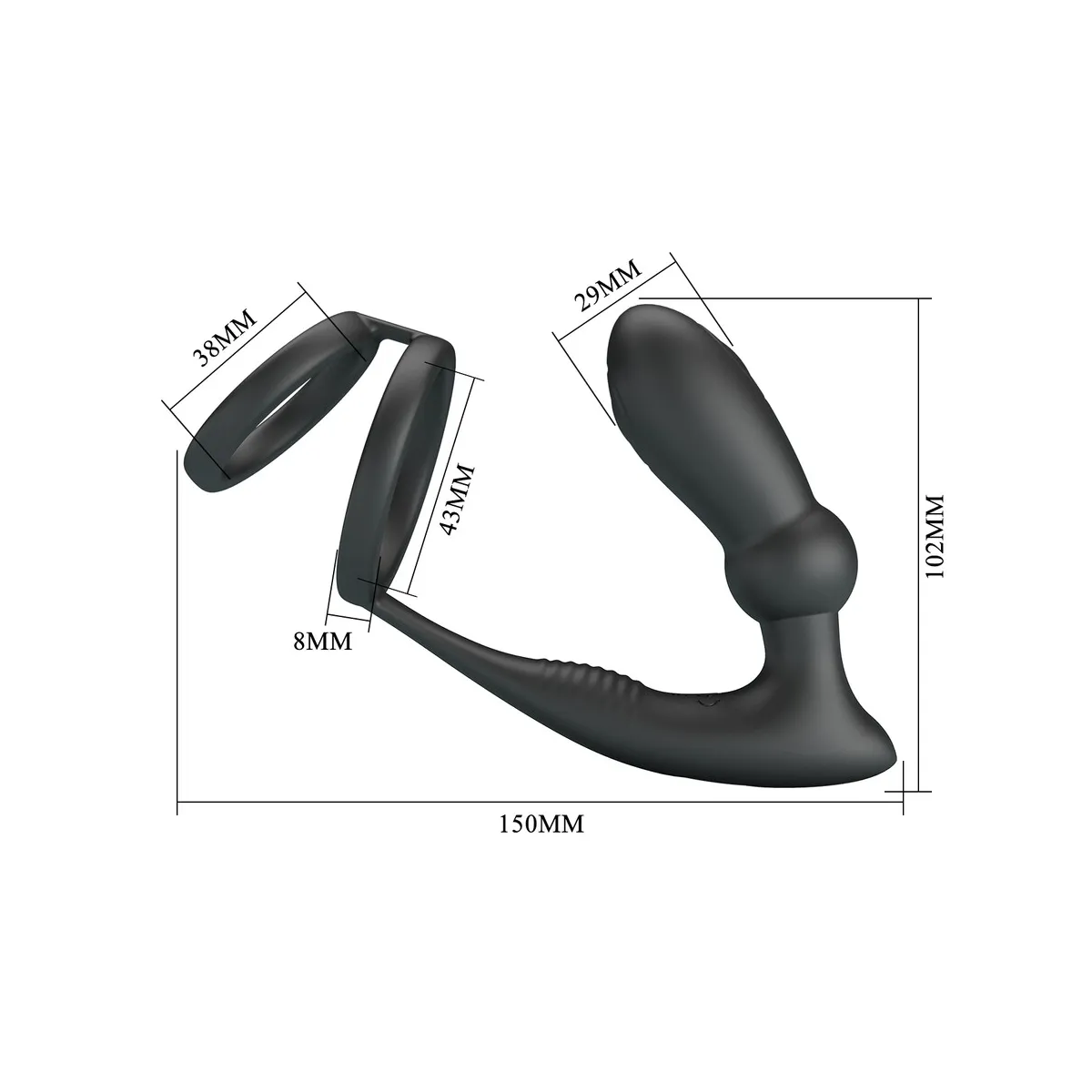Vibratore prostata con anello fallico doppio